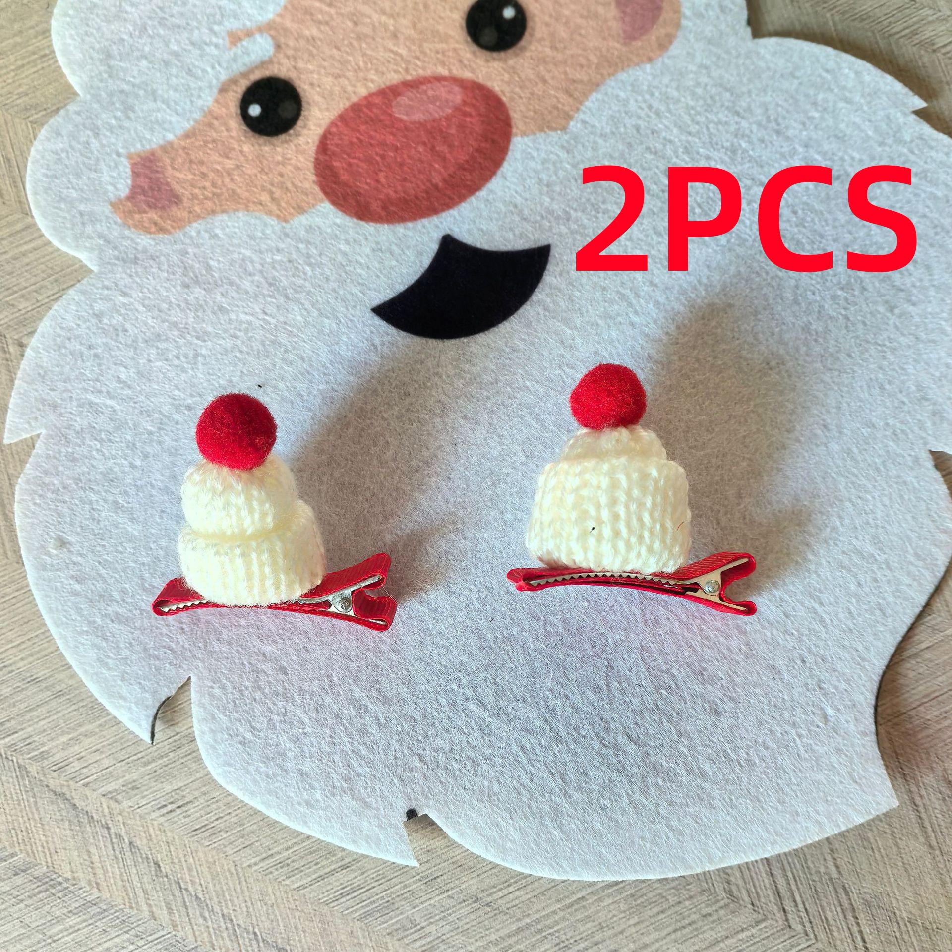 

Christmas Mini Knitted Christmas Hat Hair Clip Knitted Hat Red Green Small Clip Hair Accessories