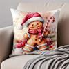 Christmas Gingerbread Man Fun Holiday Cushion Cover Pillowcase Antidustmite Invisible Zipper Short Plush Sofa Cushion