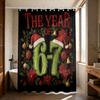 1pc Merry Christmas 67 Element Printed Waterproof Shower Curtain Partition Privacy Hanging Curtain with 12 Hooks Multiple Size