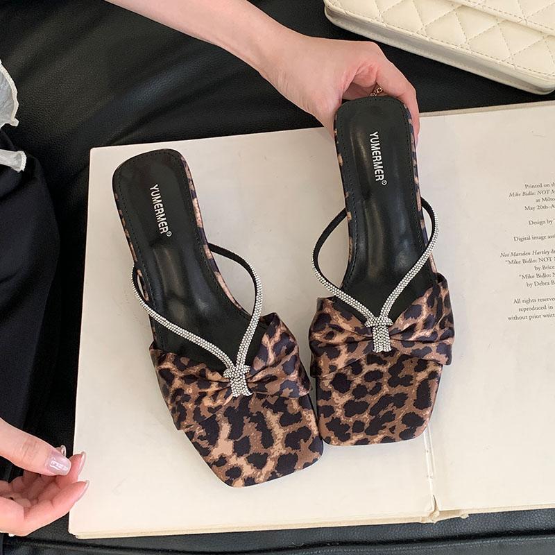 Fashion Fashion Wedges Ladies Heeled Slippers Shoes Female Slides Sandals Luxury Footwear Rhinestones Women Wedges Slippers Shoes New