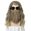 Wekity Thor Wig Long Curly Men's Synthetic Halloween Cosplay Wig with Mustache, Heat Resistant, Gold