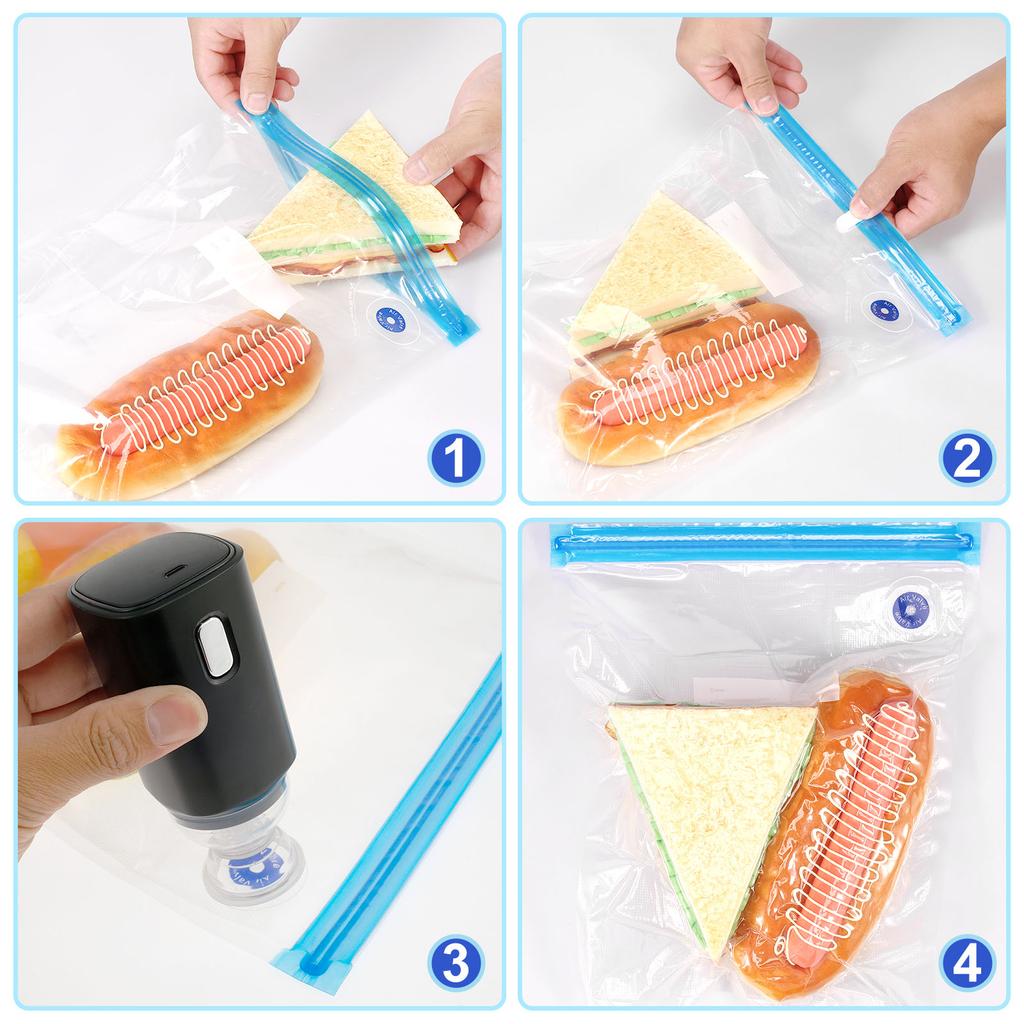 10/30Pcs Food Vacuum Bags 3 Size Reusable Vacuum Seal Bags Clear Vacuum Zipper Sealer Food Storage Bag for Vegetables Fruit Meat