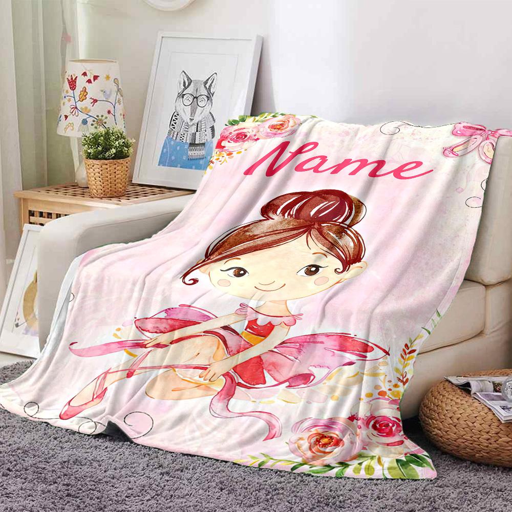 Ballet Girl Home Customize Your Name Blankets Comfortable Soft Lightweight Allseason Multipurpose Blanket For Picnic Sofa Office Bed Living Room