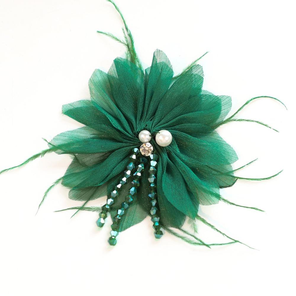 Organza Flower Accessories Crystal Tassel Detail Flower DIY Headdress Part Glitter Crystal Inlay Hair Decor Hair Crown Making