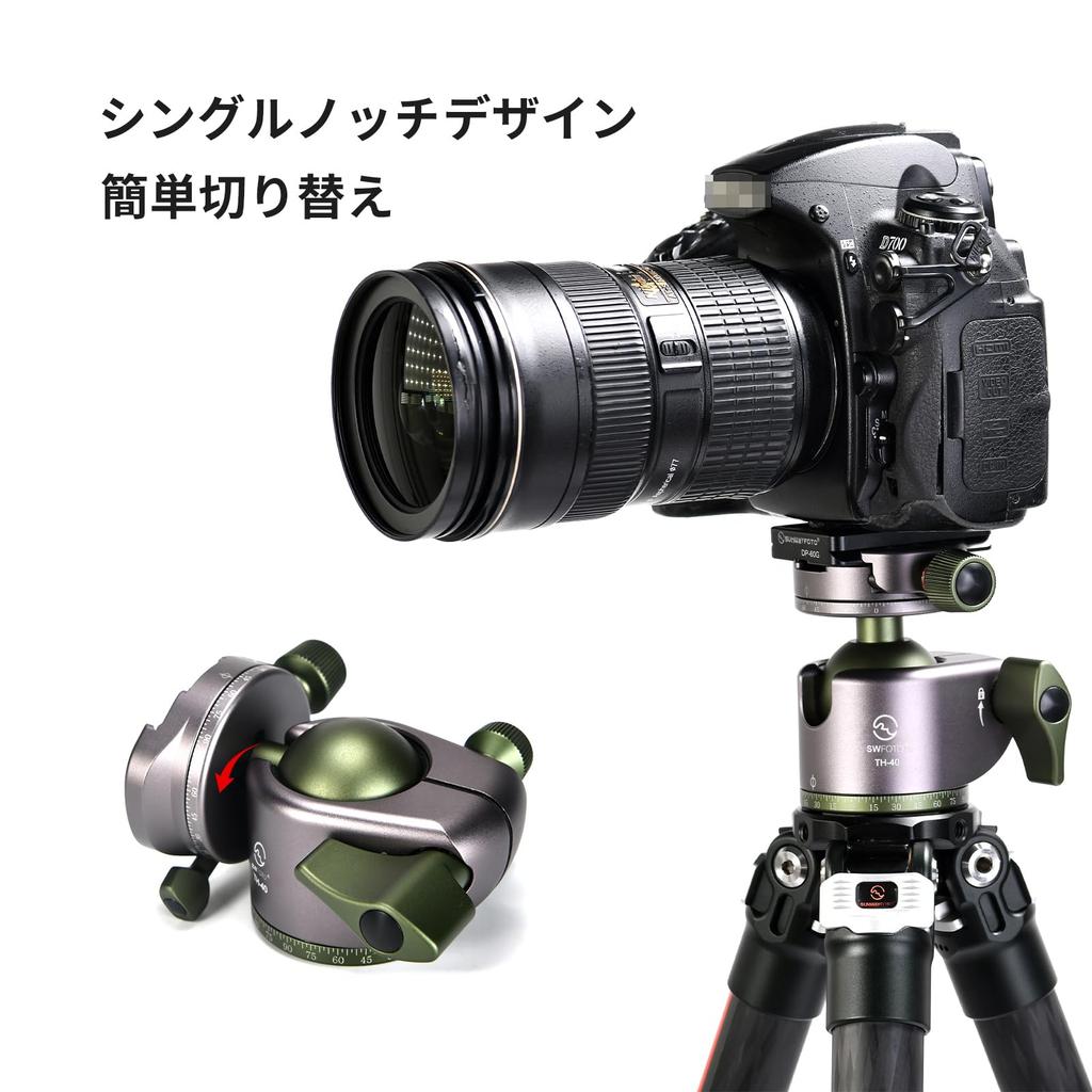 SWFOTO 40 mm kulhuvud med 20 kg lastkapacitet TH-40 Arca-Swiss-klämma,