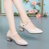 Mom shoes soft leather comfortable soft sole single shoes women's spring and autumn ladyshoes thick heel leather shoes medium heel four women's shoes