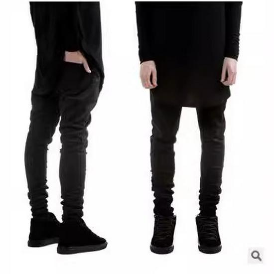 Men's 2017 Slim Fit Stretch Ripped Black Motorcycle Jeans