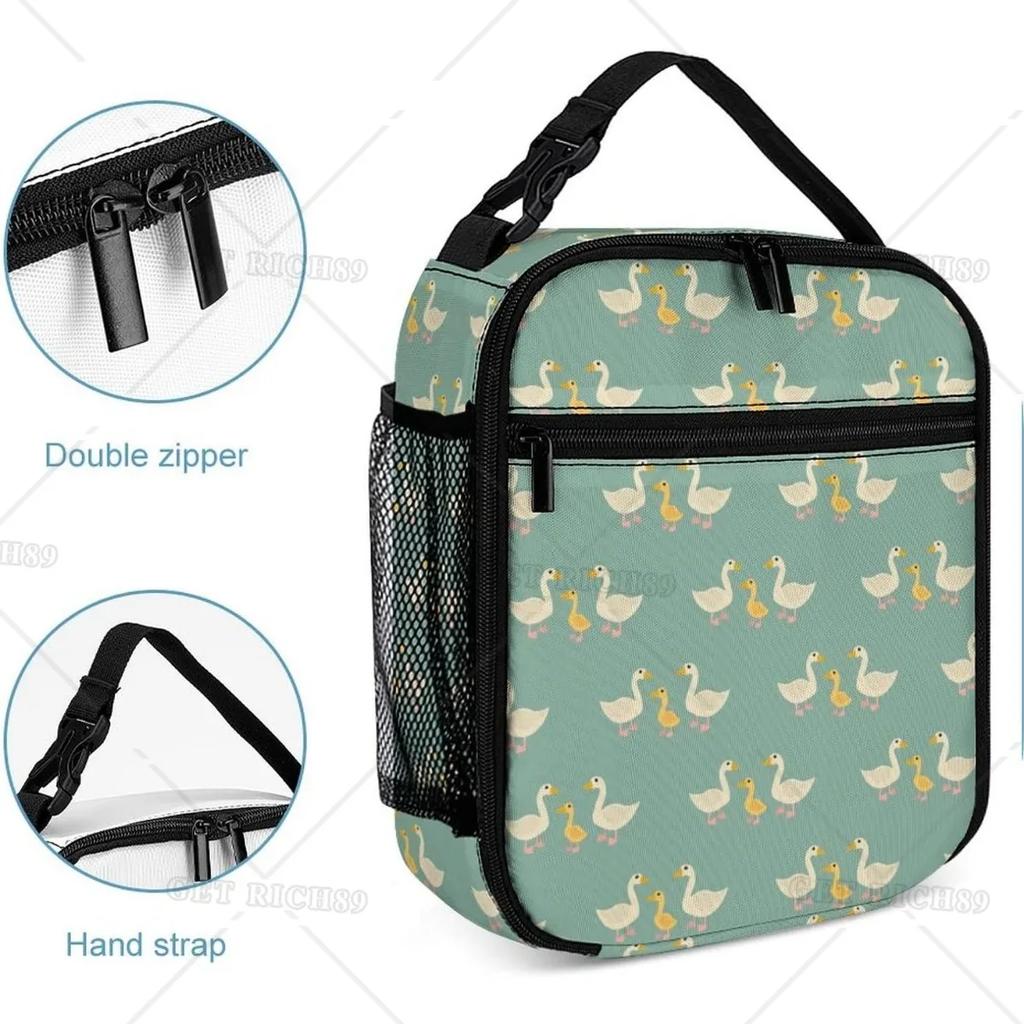 Cute Goose Animal Pattern Lunch Bag for Women Men Boys Girls Insulated Tote Reusable Lunch Box for Work Picnic Travel Office