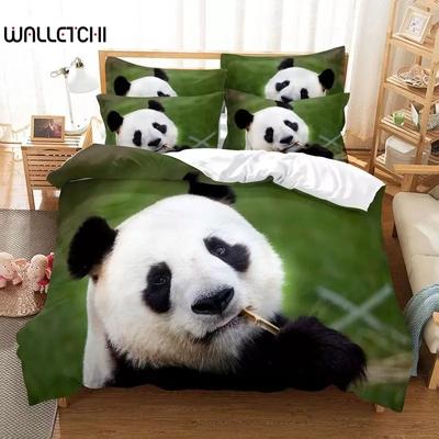 Panda-Bettbezug-Set, niedliches Tiermuster, Doppelbett-Bettwäsche-Set für Jungen und Mädchen, Mikrofaser, wilder Riesenpanda, King-Size-Bettbezug