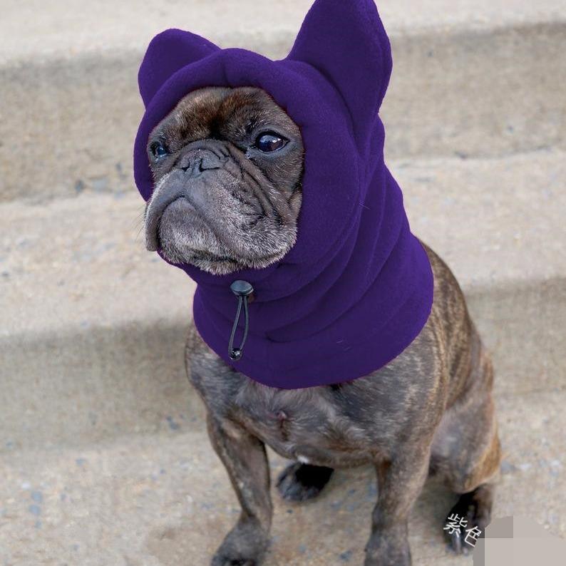 Niedliche Hunde Fleece Fledermausmütze Weich Warm Verstellbar Französische Bulldoggen Wintermützen Haustierbedarf