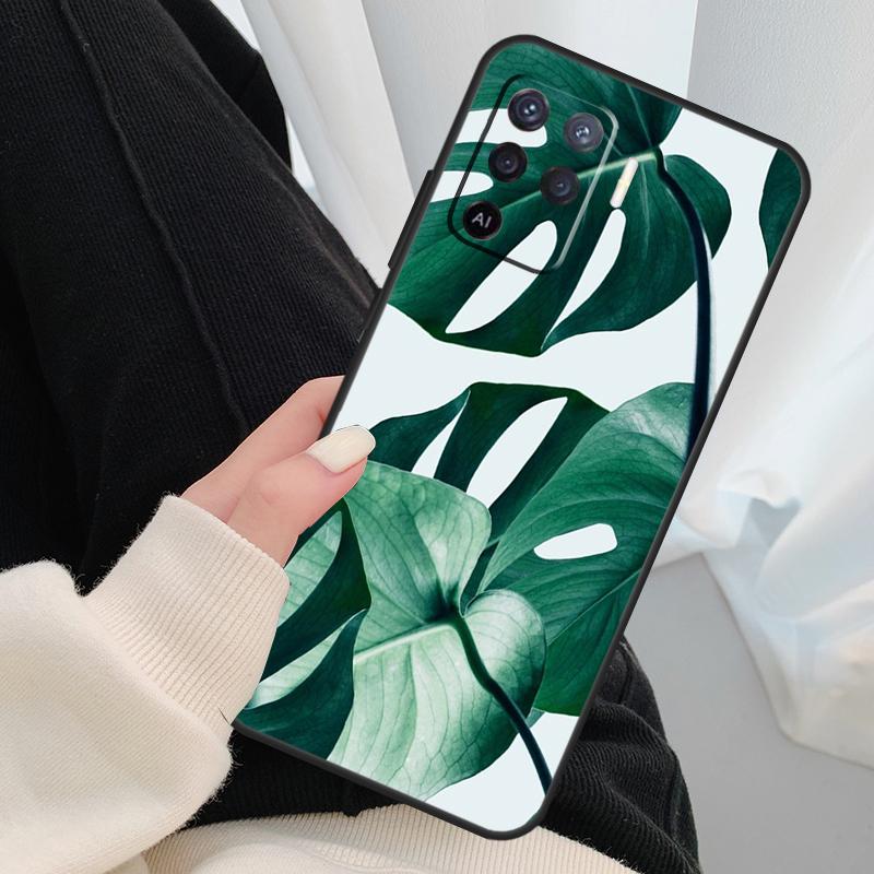 Leaves Monstera Green Case For Oppo A17 A57 A77 A40 A78 A54 A74 A94 A76 A16 A96 A18 A60 A80 A38 A58 A98 A15 A5 Pro