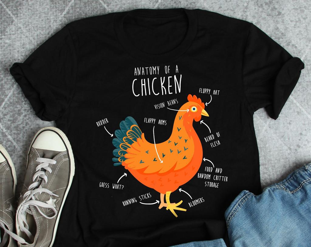 Funny Chicken Shirt, , Chicken Lover Gift, Cute Bird T-shirt, Chook Tshirt, Pet Hen Tee, Tops, Clothing, Farmer, Farming, Anatomy