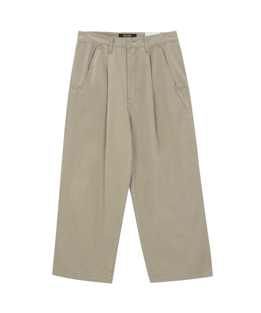 Pillogeulaem Real Chino Washed Wide Crop Pants_Beige