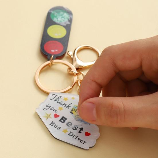 Keychain Pendant School Bus Acrylic Traffic Light Keyring Bag Charm Backpack Handbag Car Keys Wallet