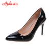 Fashion Aphixta 2025 Green Super High 3.94inch Stiletto Heels Women's Pumps Thin Heels Pointed Toe Colorful Patent Leather Office Shoes