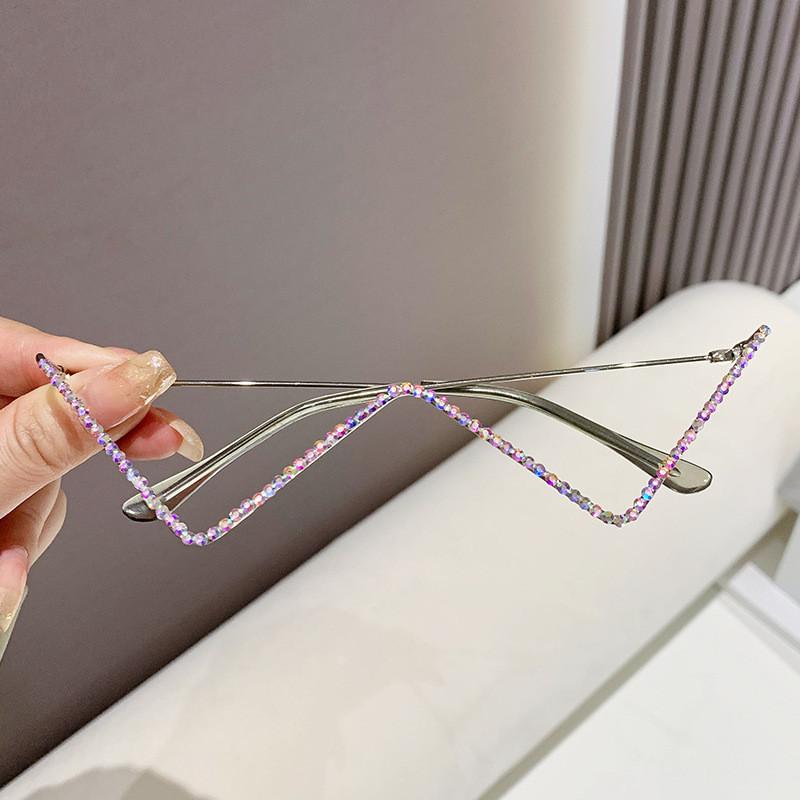 Wtype Sunglasses Frame With Rhinestone Decor For Trendy Girls Party Stage Or Travel Accessory