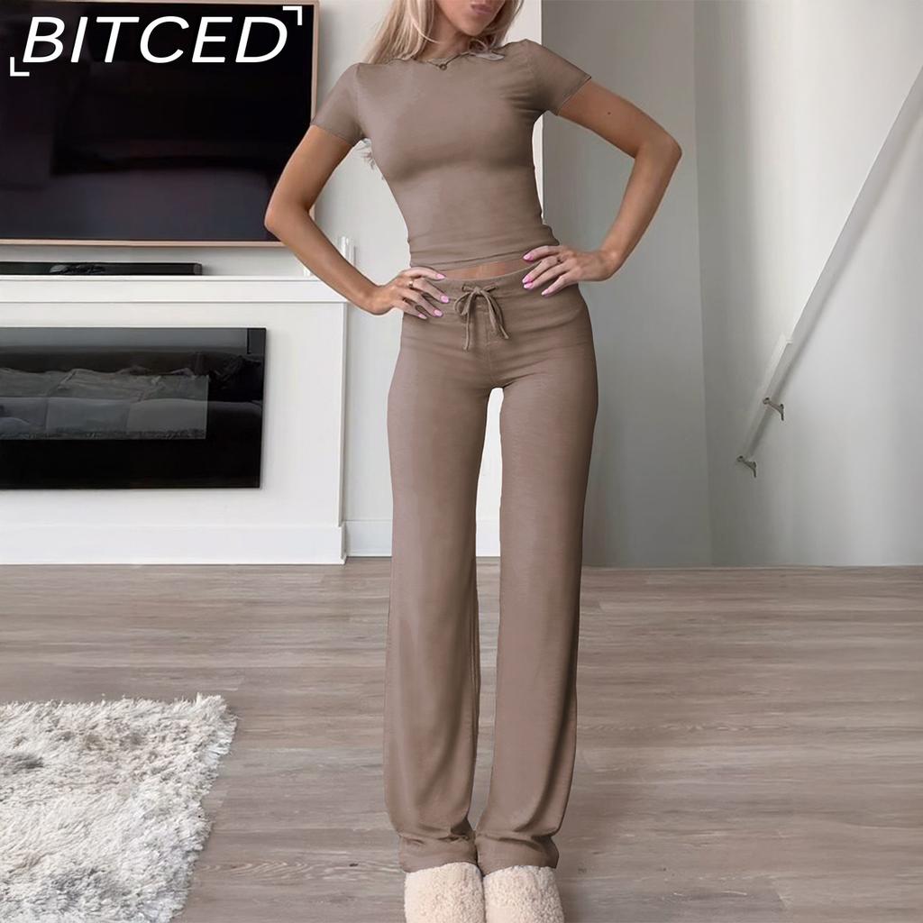 BITCED Women's Autumn/Winter Elegant Solid-Colour O-Neck Urban Casual Fashion Set