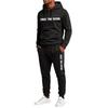 Men's Casual 2 Piece Set Hoodie and Elastic Waist Straight Leg Pants with Fun Letter Print