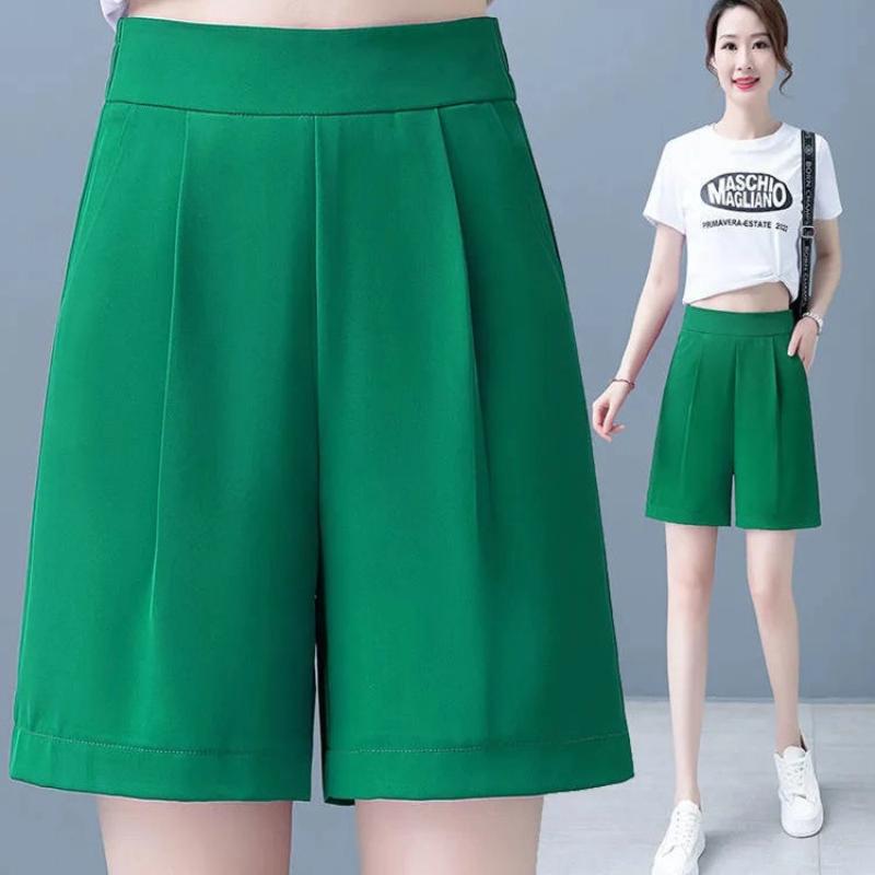 Dragon Fruit Ice Silk Shorts Women Summer Loose Thin New Fashionable Wide Legs Casual Harun Five-Cubic Pants