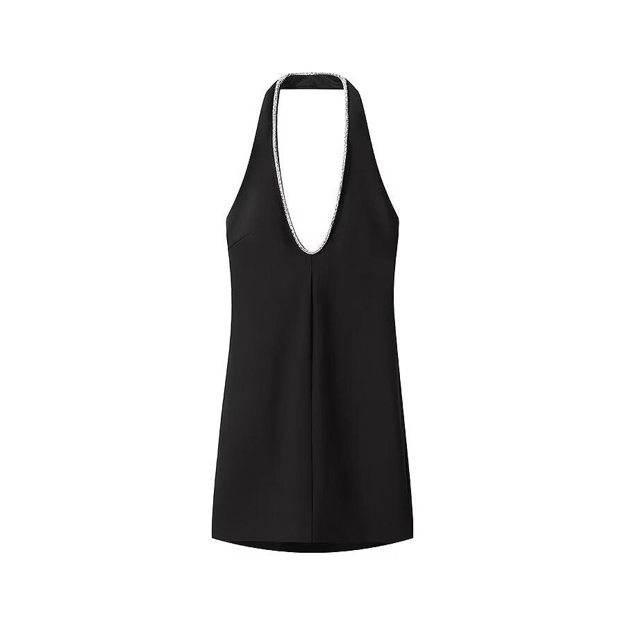 

Женская мода Осень 2024: Облегающее короткое платье с халтером, европейский и американский стиль L