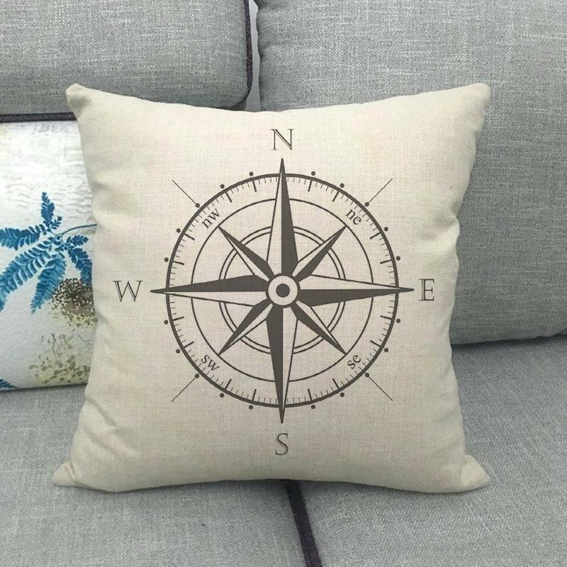 Nautical Elements: Rudder And Compass Digital Printing Short Plush Pillow Covers For Car Sofa Office Cushion Cover Home Goods