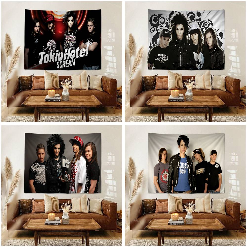 Metal Rock Band TTokio HHotel Hanging Bohemian Tapestry Hanging Tarot Hippie Wall Rugs Dorm Japanese Tapestry