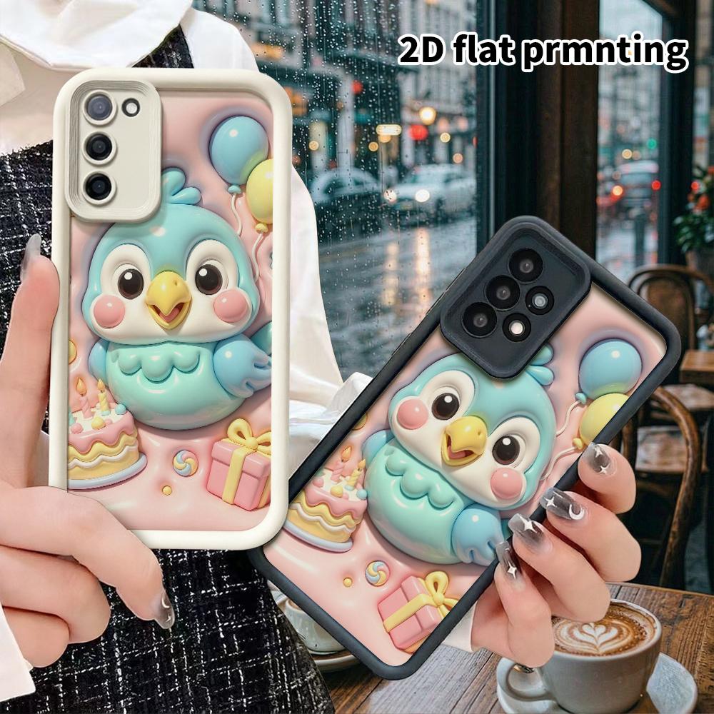 Phone Case: 2D Flat, Fits Samsung Galaxy A34 A35 M05 M06 S20 S22 S21 FE Plus 5G, Cute Birthday Penguin, Perfect Christmas and Halloween Holiday Gift