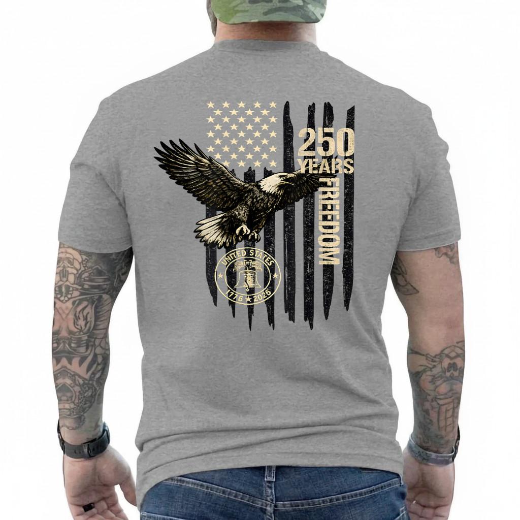 On Back Eagle and Flag 250 Years 1776-2026 250th Birthday T-Shirt S