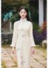Lace composite super soft long national style girl cheongsam winter new improved new Chinese long-sleeved cheongsam