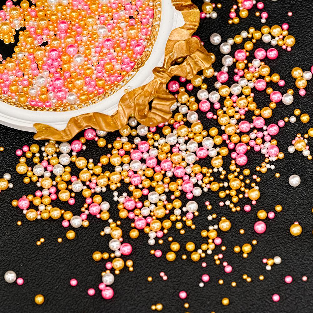 2.5-5mm Colorful Pearl Beads Round Nail Charms Pearl 3D Beads Ball Jewelry Rhinestones Nail Art Decoration Nail DIY Manicure 10g