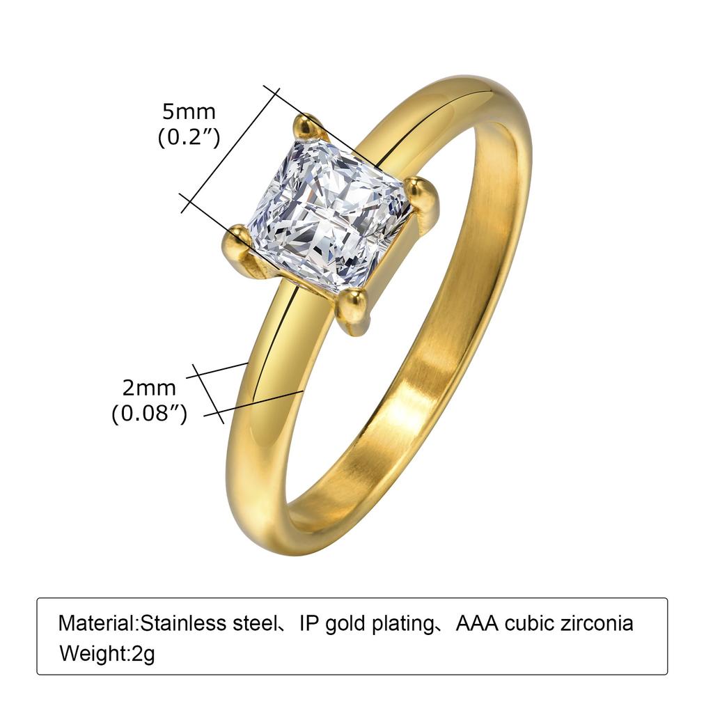 Minimalist Water Drop White Zircon Women Ring, Wave Drop Stainless Steel Ring, 18K Gold Plated Waterproof Luxury Jewelry