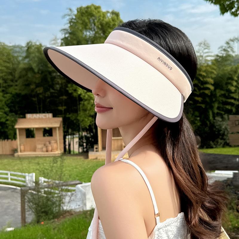 New Summer Women's Hat Ice Silk Large Brim Sun Block Hat UV Protection All Tide Visor Hat Empty Sun Hat