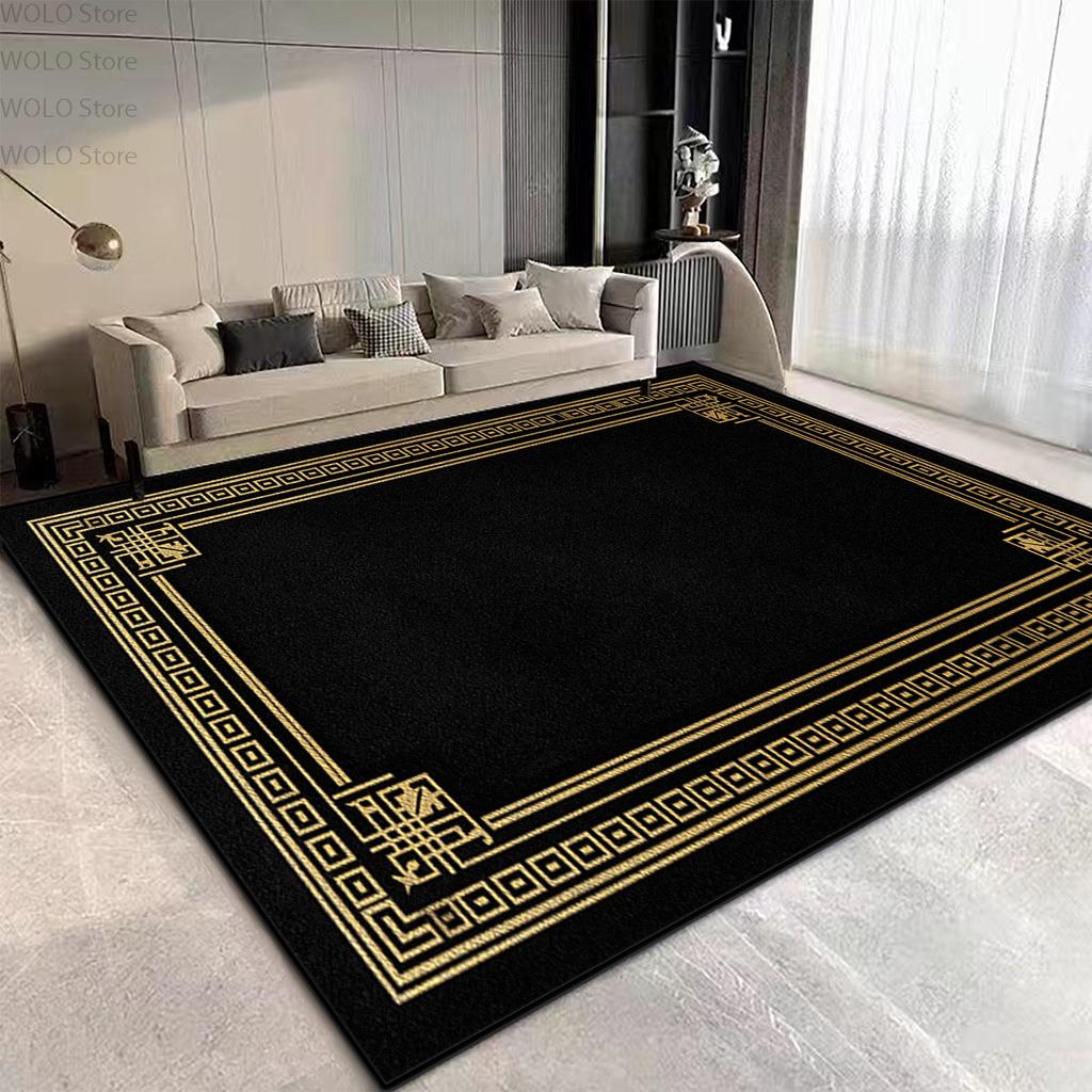 Luxury Black Golden Border Living Room Carpet Decoration Home Large Area Rugs 200x300 Non-slip Washable Bedroom Soft Floor Mat