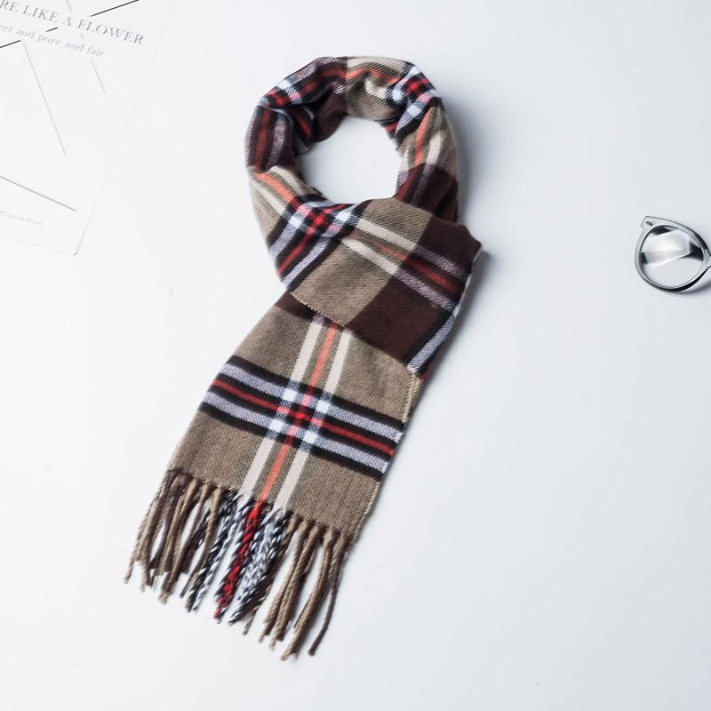 2024 Japanese-Style Plaid Scarf: Versatile Unisex Winter Shawl In Beige
