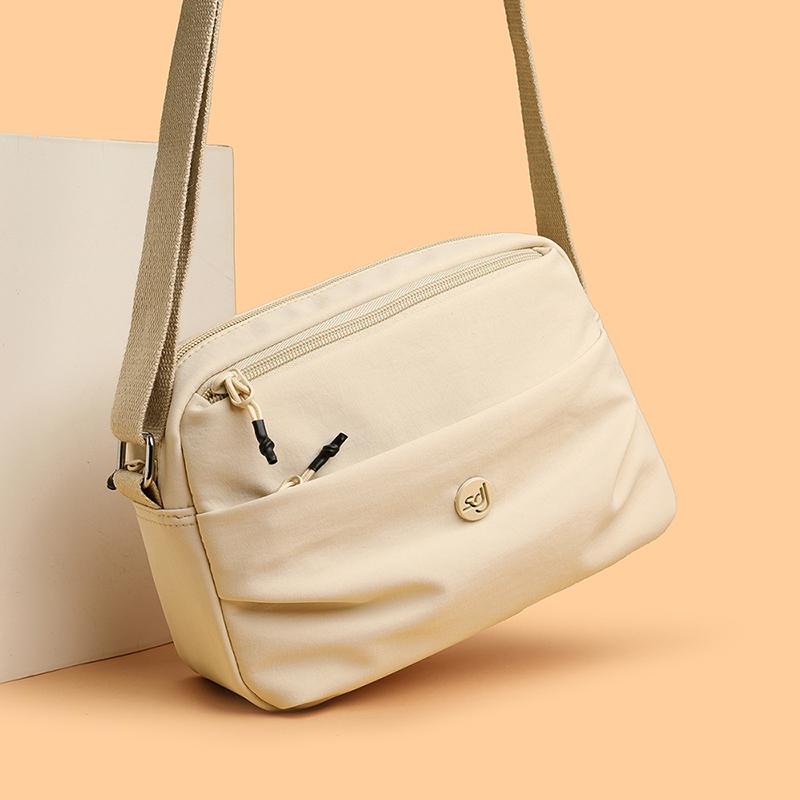 Women Small Capacity Tote Bag Waterproof Nylon Multi-Compartment Shoulder Bag Office Commute Crossbody Purse with Soft Fabric