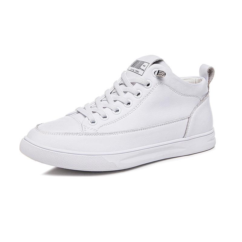 The First Layer of Cowhide High-top Sports Shoes for Women's 2025 Spring and Autumn New Leather Little White Shoes Versatile Sports and Leisure Board