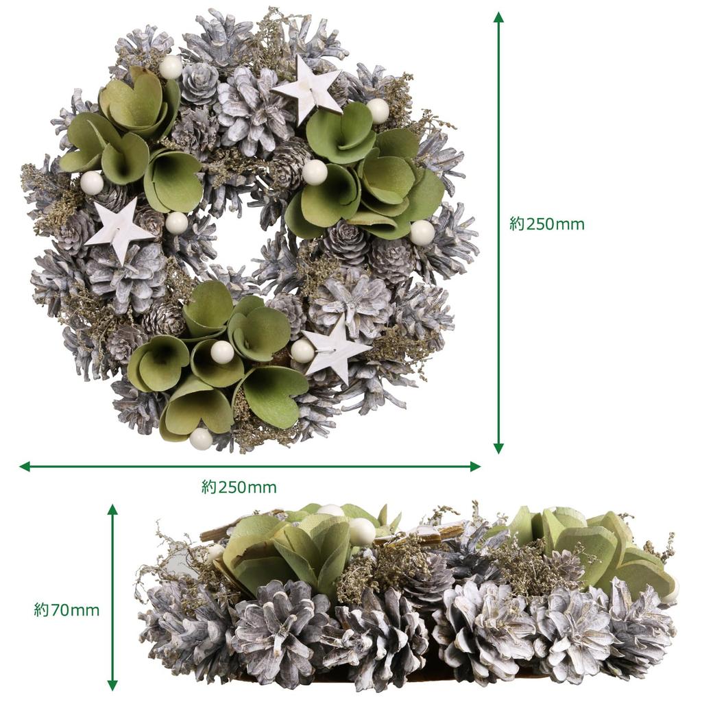 Morikuru 25cm Wall Natural Christmas Wreath SG Wonder Zone Green (Rinate) Nordic-Style Wreath, Diameter, Hanging, Wreath, Decoration, Green, SG09-02,