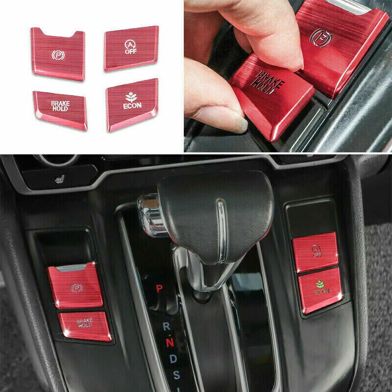Aluminum Red 4X Gear Shift Button Sticker Trim For Honda CR-V CRV 2017-2022