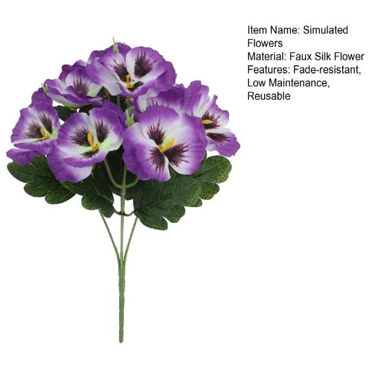 Artificial Pansy Flowers UV Resistant Fake Flowers Reusable Faux Pansy Flowers Bundle for Vase Garden Porch Patio Indoor Outdoor Home Decor