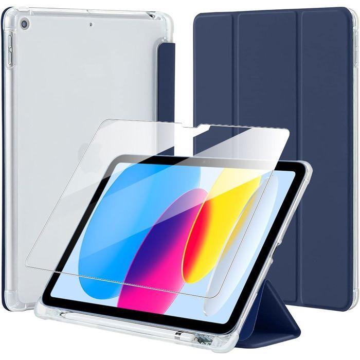 Coque + Verre Trempé pour iPad 11" (A16) / iPad 10,9" 10e Génération, Protection Antichoc avec Porte-Stylet - Bleu Marine