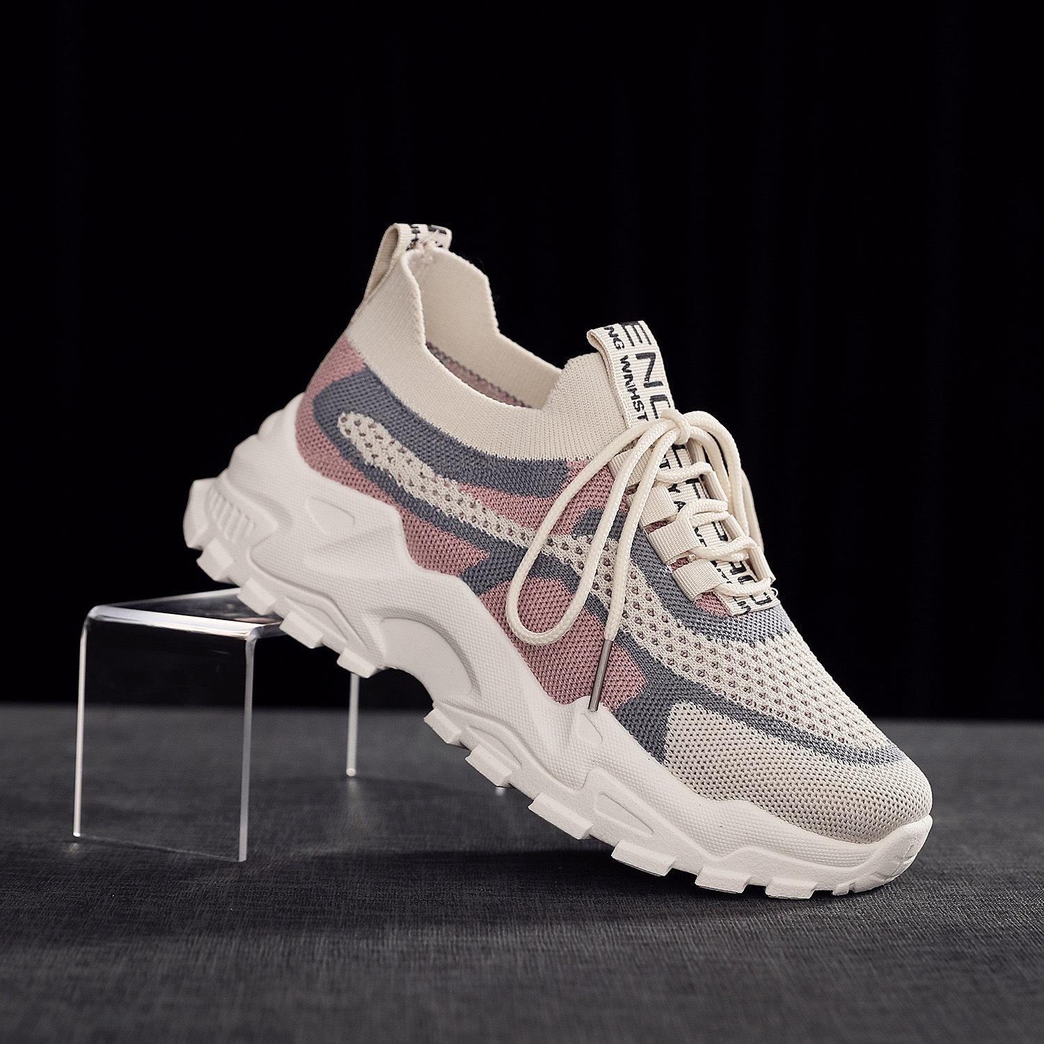 Feizhi Кроссовки для женщин на весну и осень новые универсальные повседневные спортивные кроссовки на толстой подошве для бега дышащие трендовые 36 2178₽