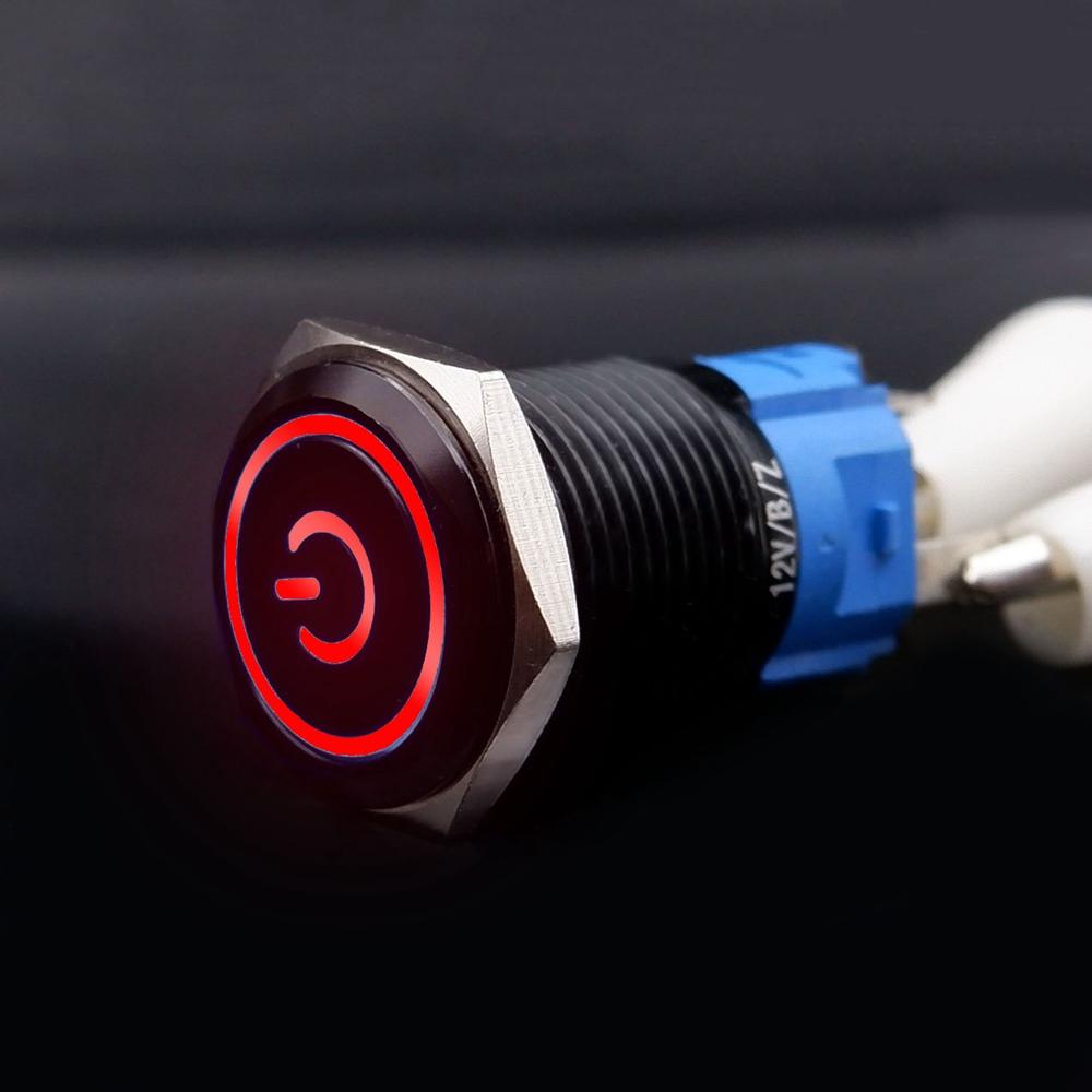 16mm 19mm 22mm Metal Push Button Switch With Fixed PC Power Supply Switches Car Engine Start Stop Backlit LED 3v 5v 6v 12v 24v
