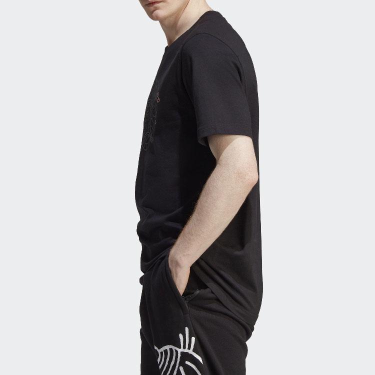 adidas Originals T Shirts Men's Black Crew Neck Moderate Straight Fit IA6390