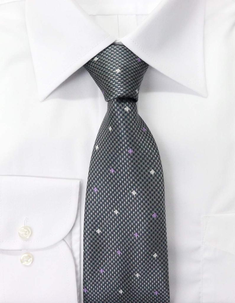 Brand Made in Nishijin Jacquard Square Fine Pattern [Michiko London] Necktie, Japan, Weave, 100% Silk, Weave, (B Pattern Gray)