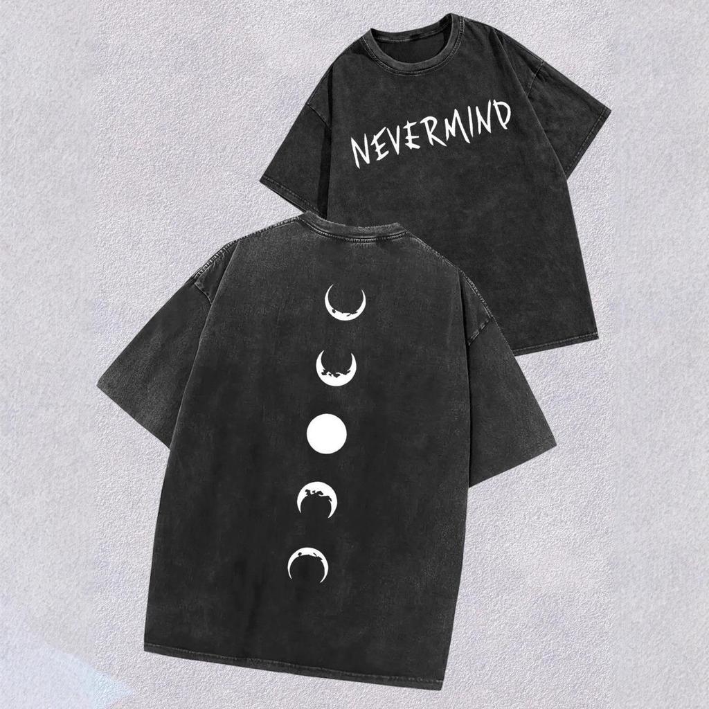 Unisex Retro Washed T-shirt: Loose Street Style with Starry Sky, Sun, and Moon Patterns