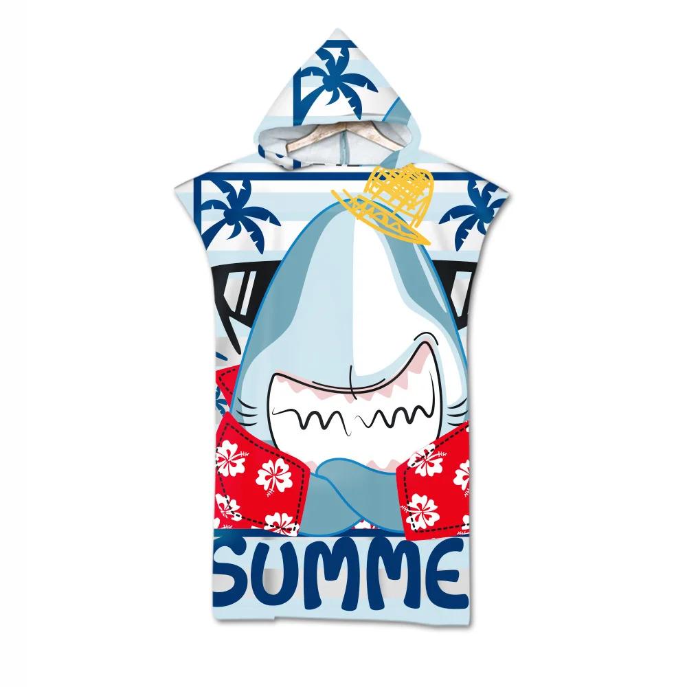 Toalla de Playa de Moda de Verano Microfibra Secado Rápido Capa Grande con Capucha Poncho de Animales de Dibujos Animados para Adultos Bata de Baño para Nadar Surf Toalla de Baño