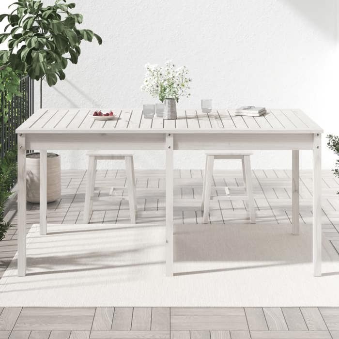 VidaXL Garden Table White 159.5x82.5x76 Cm Solid Pine Wood 823977
