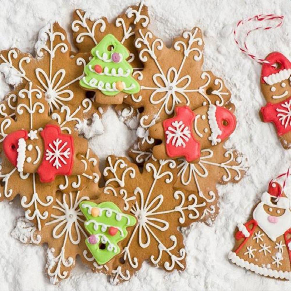 Steel Santa Claus DIY Snowflake Baking Tools Christmas Decor Cookie Cutters Set Biscuit Mold