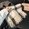 Tonglu Women's Mohair Winter Scarf: Black & White Plaid, High-End, Thick & Warm Neck Warmer