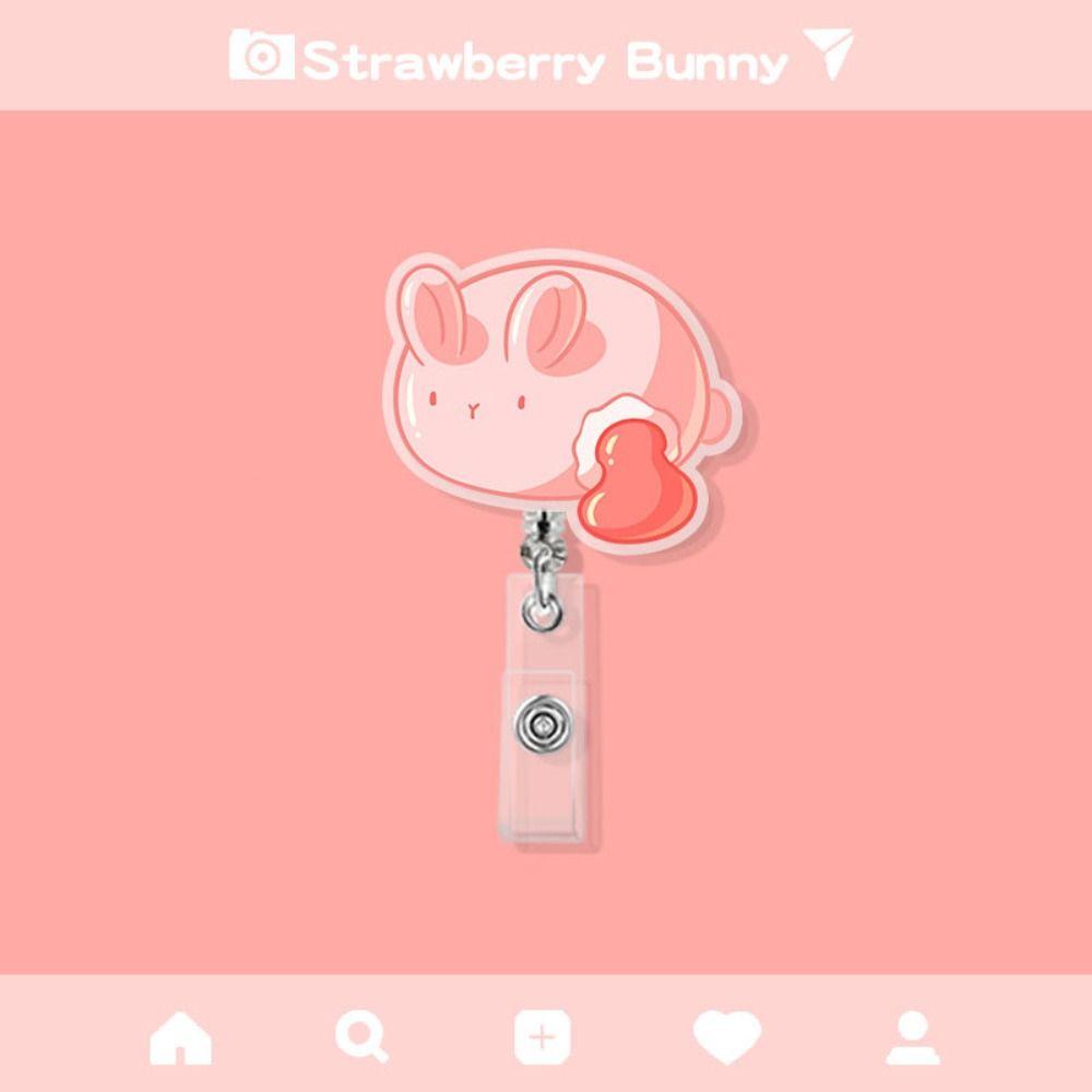 Cartoon Animal Cartoon Retractable Badge Reel Dumplings Cute Bunny ID Holder  Hospital Supplies